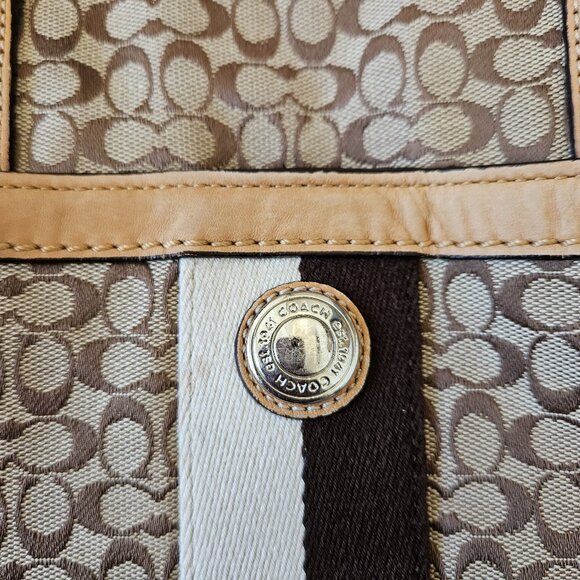 COACH Signature & Leather Messenger Bag 2-Way Travel Business Computer Authentic - Picture 3 of 9